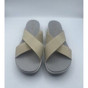 CLARKS Cloudsteppers Arla Elin Gold Metallic Women's Slide Sandals 12M